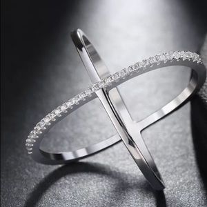 Jewelry - 925 Sterling Silver Criss Cross Diamond Ring Jewelry - 925 Sterling Silver Criss Cross Diamond Ring